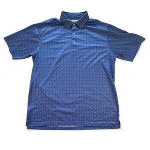 Donald Ross Polo Shirt Mens Large Blue Colorful Print Golf Performance Stretch